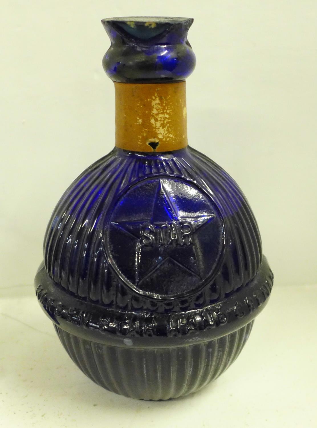 A Victorian blue glass fire extinguisher, Harden Star Hand Grenade