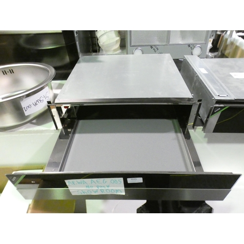 3035 - AEG Stainless Steel with Black Glass Warming Drawer (H140xW594XD535) - model:- KDK911422M, RRP £399.... 