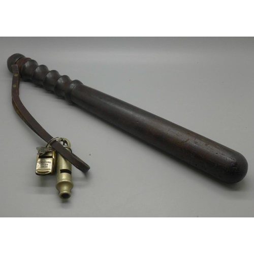A Victorian truncheon and two whistles | Barnebys