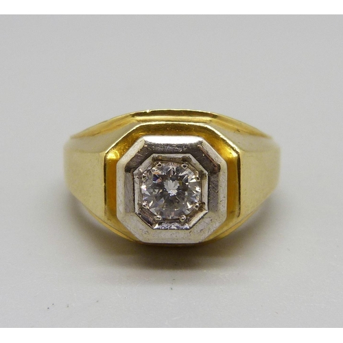 1011 - An 18ct gold and diamond ring, 21g, approximately 0.5ct diamond weight, size Q