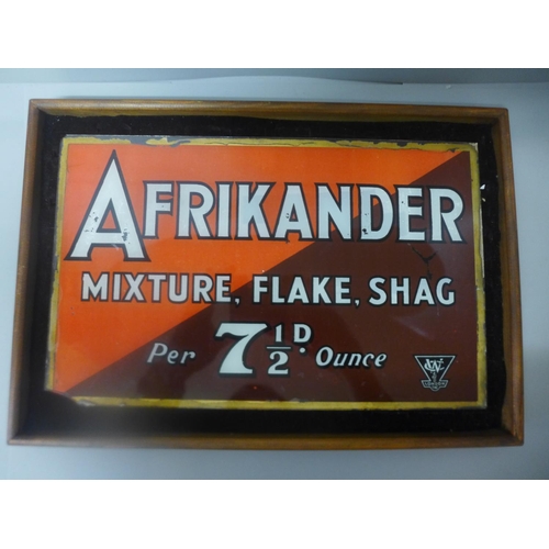 791 - An Afrikander tobacco advertising sign (Mixture, Flake, Shag)
