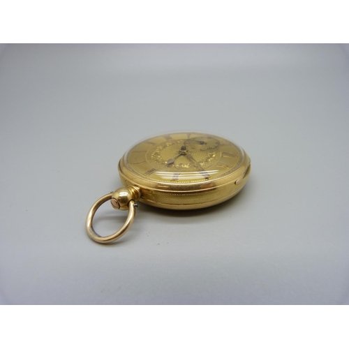 984 - An 18ct gold pocket watch, the movement marked Andrew Campbell, 63, Cheapside, London, the case hall... 