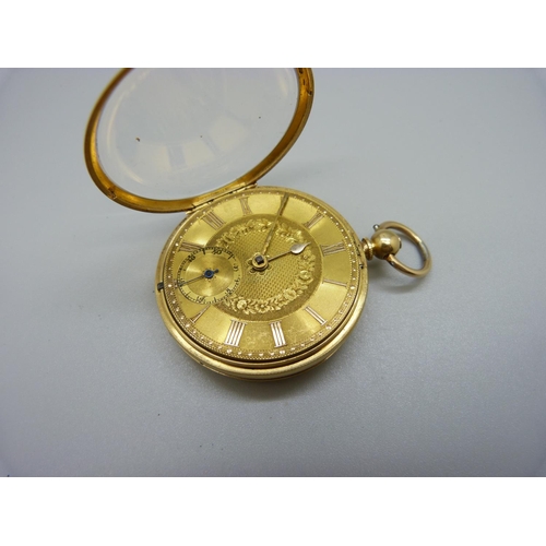 984 - An 18ct gold pocket watch, the movement marked Andrew Campbell, 63, Cheapside, London, the case hall... 