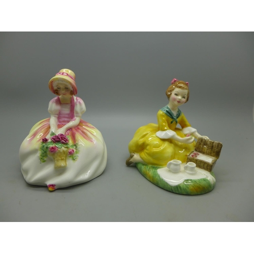 611B - Two Royal Doulton figures, Picnic by M. Davies, HN2308 (circa 1965-88) and Monica by L. Harradine, H... 