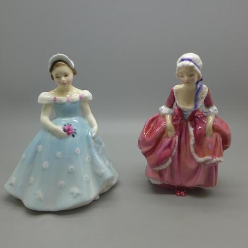 611C - Two Royal Doulton figures, The Bridesmaid by M. Davies, HN2196 (circa 1960-76) and Goody Two Shoes b... 