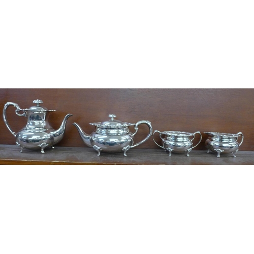 606 - A Cooper Brothers four piece silver plated tea service