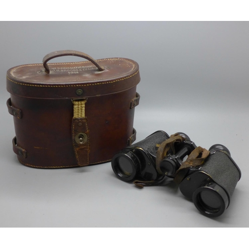 616 - A pair of Heath and Co. binoculars, WWI era with J.B. Brooks & Co. leather case