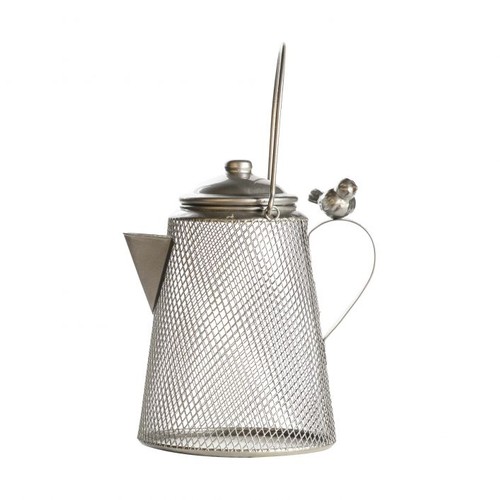 1317 - A black coffee pot bird feeder, H 23cms (505941340171806)   #