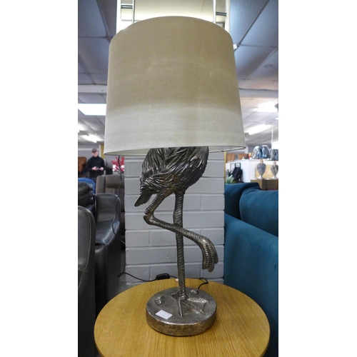 1327 - A silver flamingo table lamp