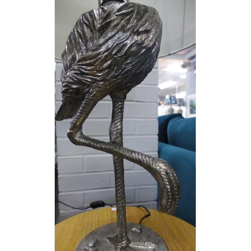 1327 - A silver flamingo table lamp