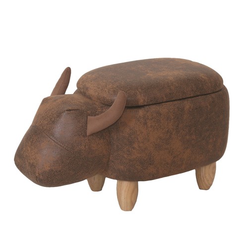 1330 - A bull storage footstool in faux leather, 59cms (2601935)   #