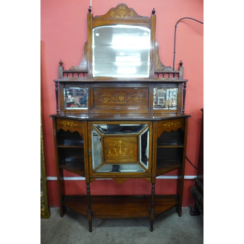 27 - An Edward VII inlaid rosewood mirrorback side cabinet