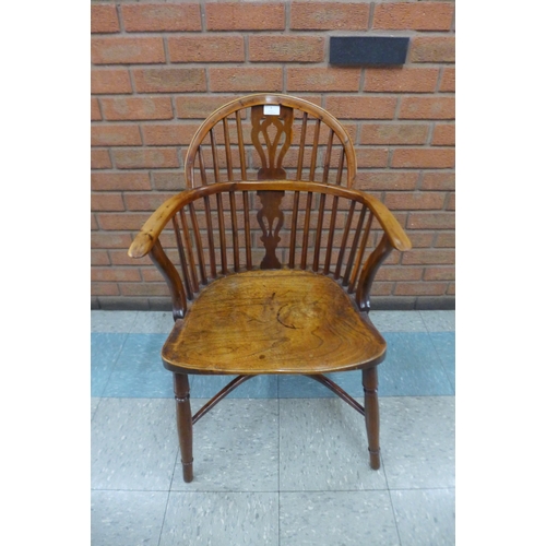 3 - A set of six 19th Century elm and burr yew Windsor chairs, East Midlands region