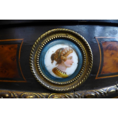 30 - A Victorian amboyna, ebonised and gilt metal mounted credenza, with Sevres style painted porcelain p... 
