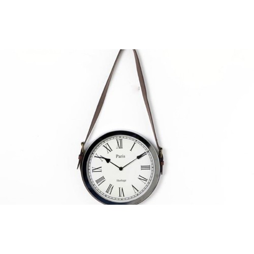 1346 - A Paris wall clock with belt strap hanger, H 57cms x 33cms (CL184112)   #