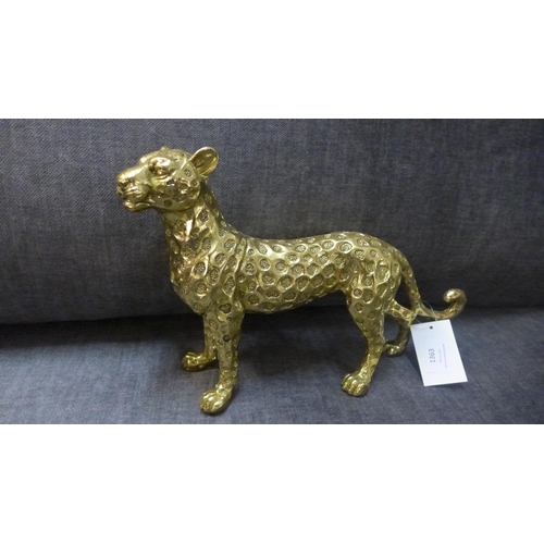 1350 - A gold coloured standing leopard, H 21cms (66245612)   #