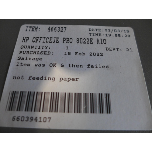 3005 - Hp Officejet Pro 8022E Aio Printer (Pr/Cp/Sc/Fx) , Original RRP  £124.99 + vat  (250A -182)  * This ... 