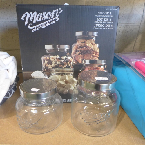 3011 - 2 Mason Assorted Jars (250A -168)  * This lot is subject to vat