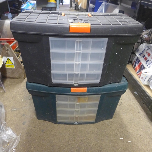 2033 - Two 70cm plastic toolboxes