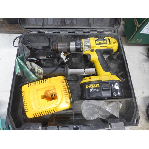 2040 - Bosch cordless drill, 2 18V batteries and charger, plus Dewalt XRP drill and battery & charger