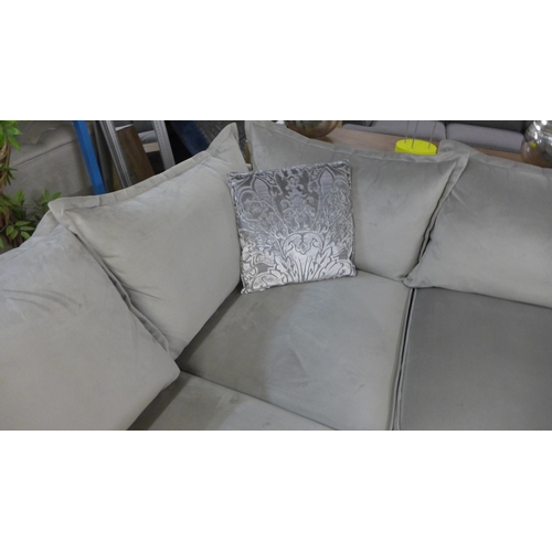 1360 - An Oakland Mao Mao aluminium velvet and studded two piece corner sofa