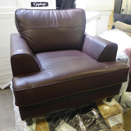 A Camden-flex dollaro chestnut leather standard chair with banquette footstool