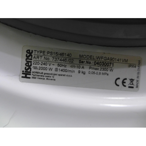 3033 - Hisense 9KG 1400RPM Freestanding Washing Machine (Model: WFGA90141VM) (4110-4)   Original RRP £333.3... 