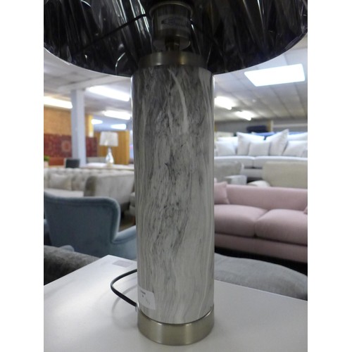 1413 - A Carrara grey marble effect table lamp with black cotton shade (30-787-C38)   #
