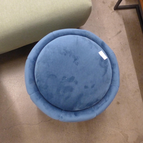 1469 - A blue upholstered footstool with gold base