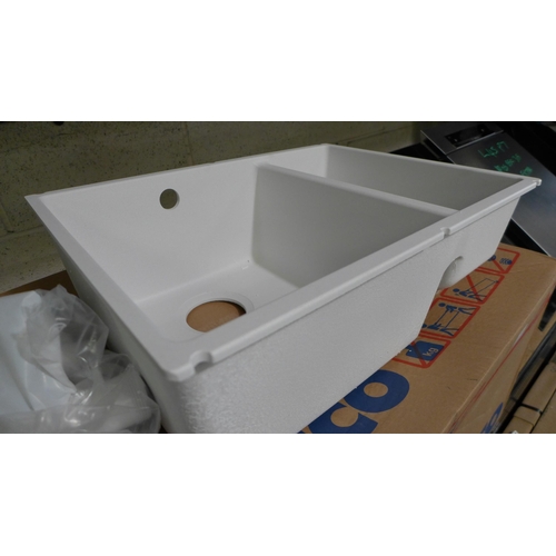 3017 - Samos 1.5 Bowl White Composite RH U/mount sink 370x525  Original RRP £415.84 inc VAT * This lot is s... 