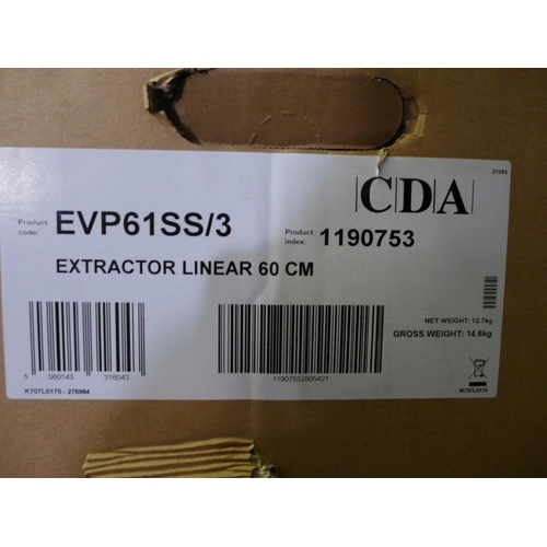 3025 - CDA Chimney Cooker Hood H580xW600xD490 Model: EVP61SS/3  Original RRP £207.5 inc VAT * This lot is s... 