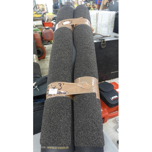 2018 - Two 5ft x 3ft grey-brown marl rubber backed barrier mats