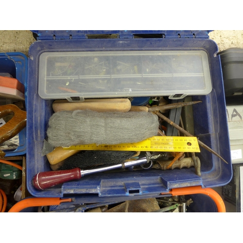 2028 - Approx 50 joinery tools and accessories with blue vinyl toolbox