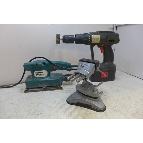 2044 - Pro Plus 30V cordless drill and sander with assorted abrasives and accessories