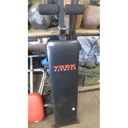 2068 - 5 Items of exercise equipment: York weights bench, core trainer, steppers, chinning bar, etc.