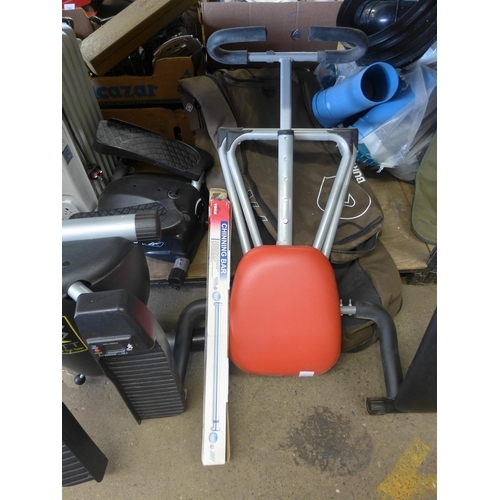 2068 - 5 Items of exercise equipment: York weights bench, core trainer, steppers, chinning bar, etc.