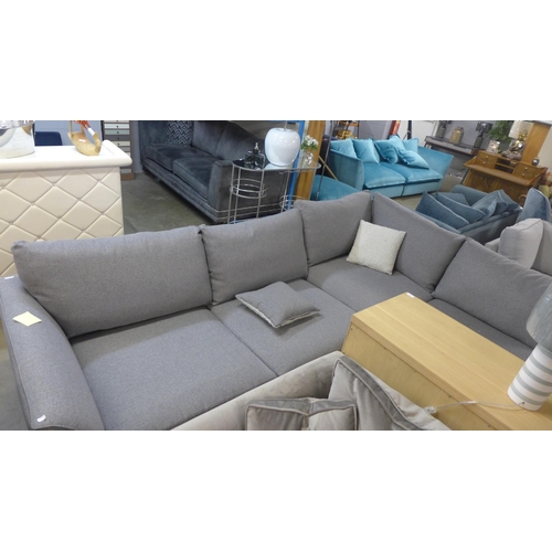 1371 - A stone grey flecked upholstered RHF corner sofa