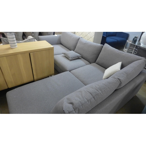 1371 - A stone grey flecked upholstered RHF corner sofa