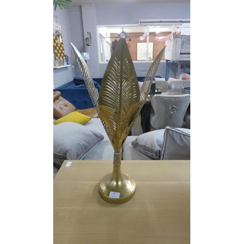 1456 - A pair of gold palm leaf candle sticks