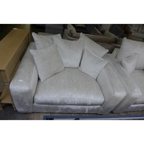 1302 - An Ivory velvet corner sofa and love seat