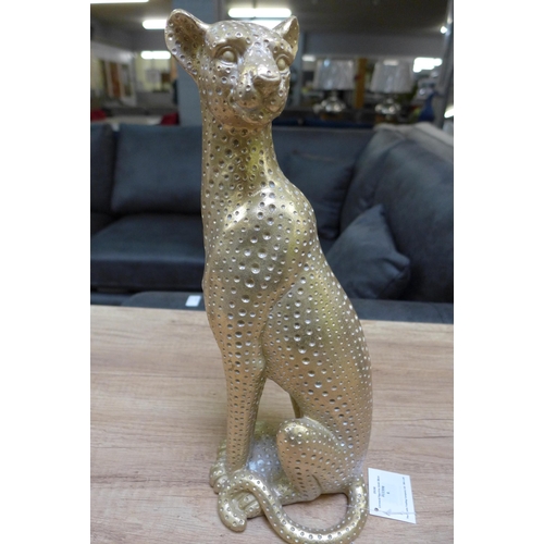 1306 - A large gold coloured leopard figure, H 38cms (2919018)   #