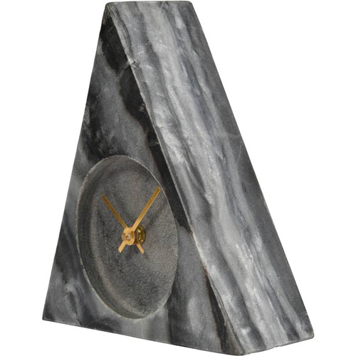 1320 - A grey marble triangular mantel clock, 20 x 20 x 20cms (70425728)   #