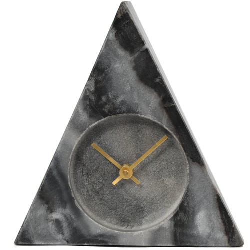 1320 - A grey marble triangular mantel clock, 20 x 20 x 20cms (70425728)   #