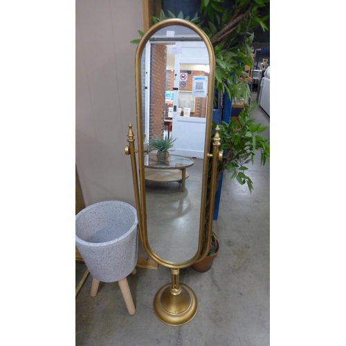 1335 - A gold framed cheval mirror