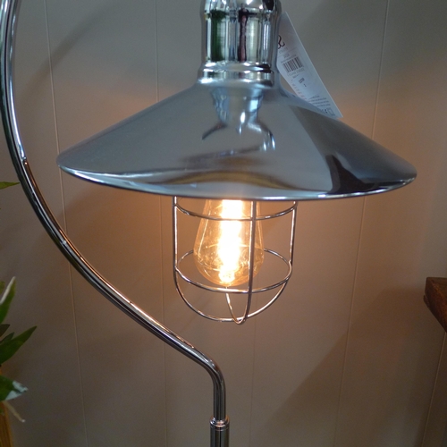 1348 - An Edison bulb hook floor lamp in silver, H 157cms (2432460)   #