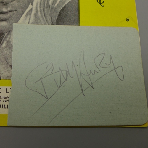 615 - A Billy Fury autograph with a page of sheet music