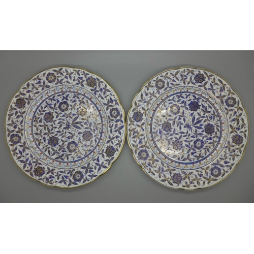 630 - A pair of French porcelain cabinet plates, possibly Limoges, 21cm
