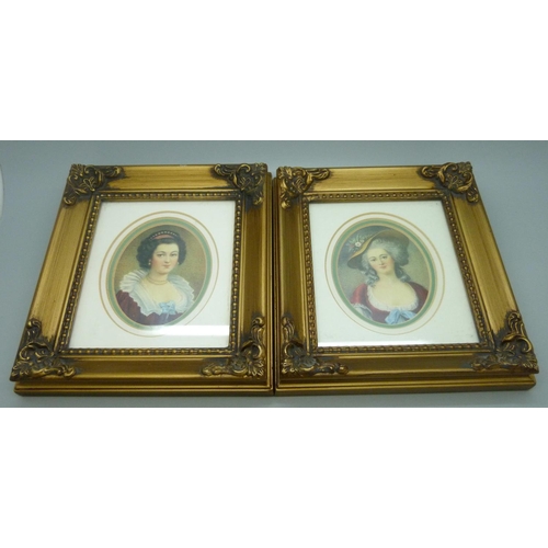 635 - Two portrait miniatures in gilt frames