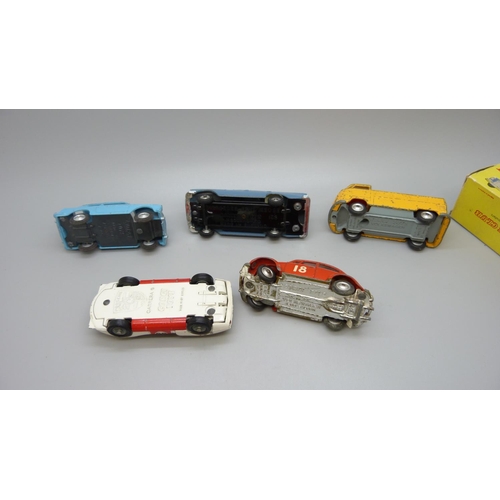 640 - Dinky Toys and Corgi Toys die-cast model vehicles; one boxed 186 and four loose Corgi