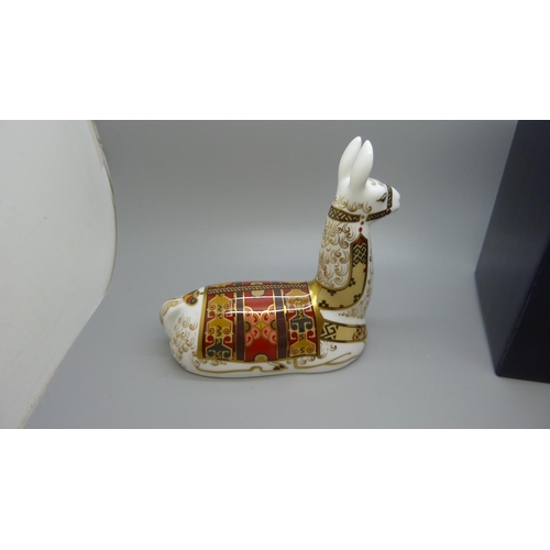 660 - A Royal Crown Derby paperweight, Llama, an exclusive for the Royal Crown Derby Collectors Guild, com... 